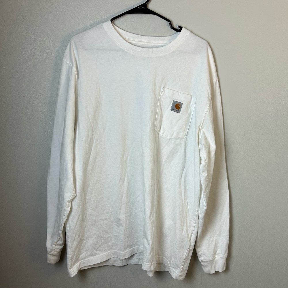 Carhartt Classic White Long-sleeve Loose Fit Size Large Shirt Breathable